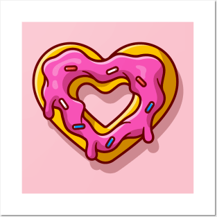 Love Doughnut Cream Melted Cartoon Posters and Art